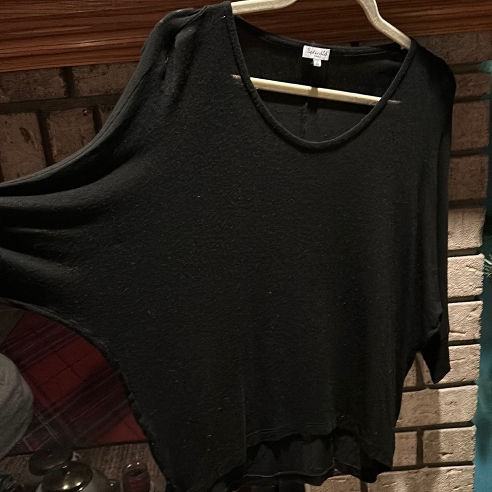 Splendid Black Draped Dolman Sleeve Top